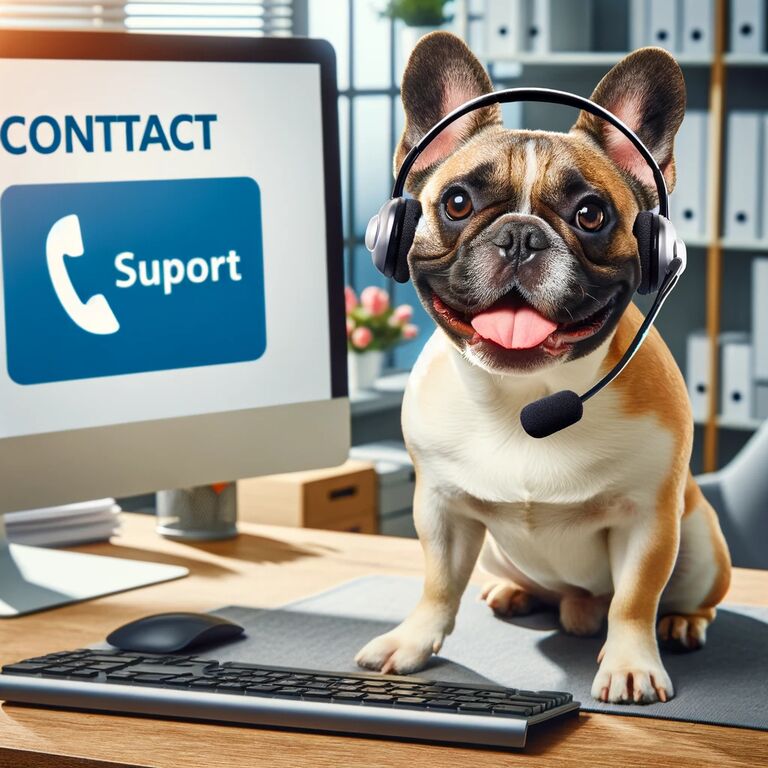 french bulldog workign as an customers support